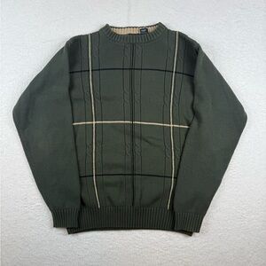 Vintage 2000s Haggar Green Cable Knit Crewneck Pullover Sweater Mens Large